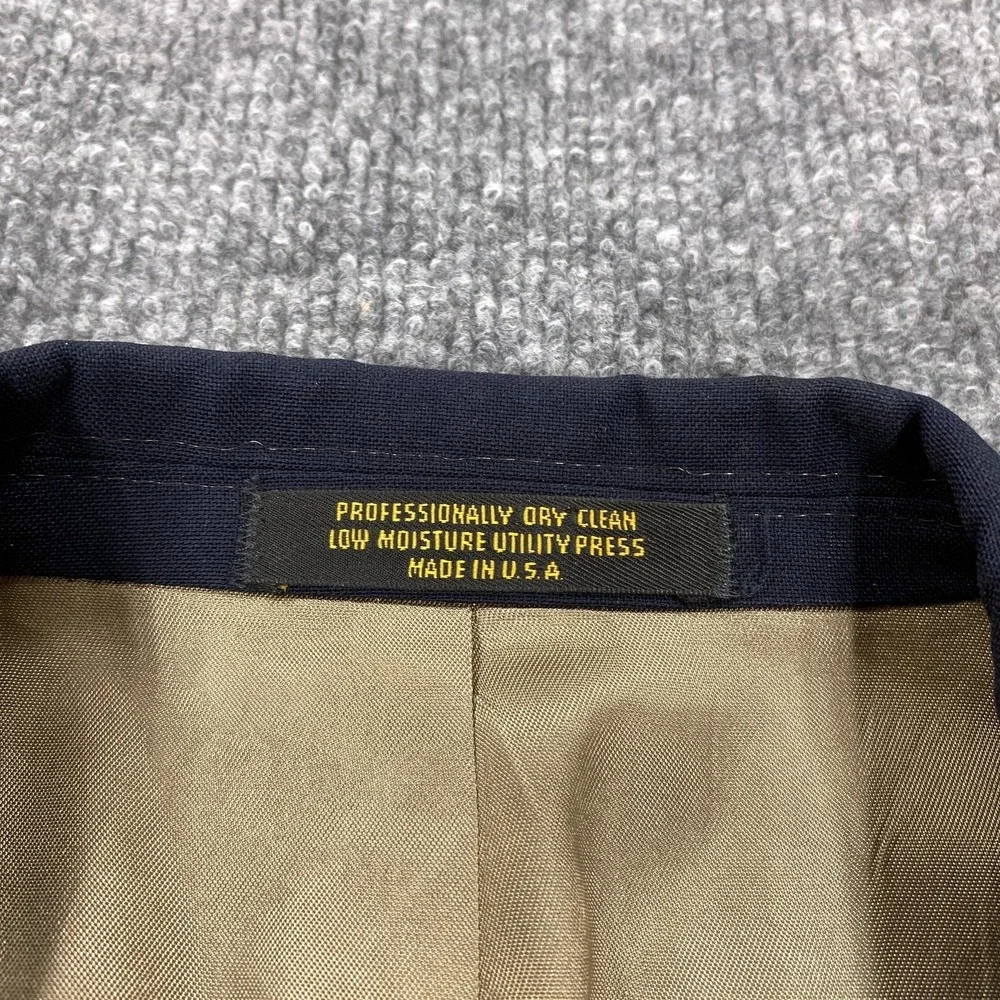 Evan Picone‎ Blazer Mens 40 Navy Gold Button Sport Coat Made USA Two Button